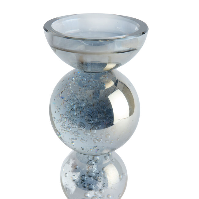 Light en Living Kaarsenhouder ITINGA glas bubbel smoke Ø10x26,5 cm van Light & Living