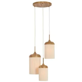 Light en Living Hanglamp 3L Ø35x32 cm DANIALO hout print naturel+touw crème