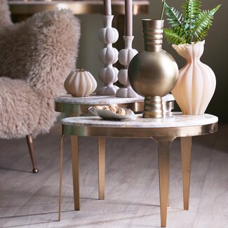 Light en Living Salontafel 65x39x41 cm GIULIO marmer taupe+antique bronze