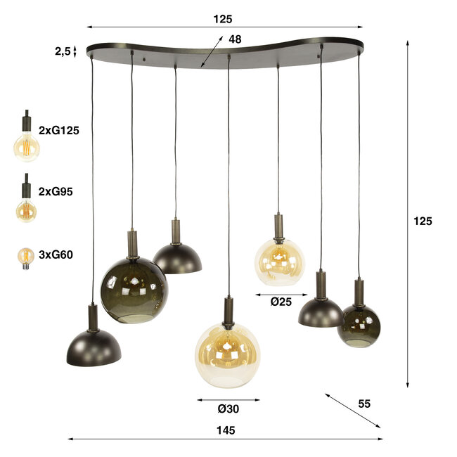 WoonStijl Hanglamp 4+3L Cluster