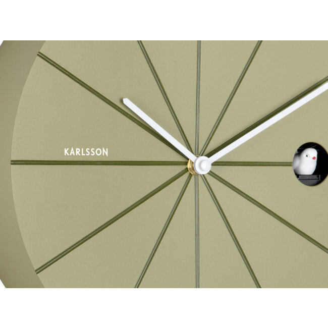 Karlsson Wandklok Destacado Cuckoo olijfgroen met luxe groen