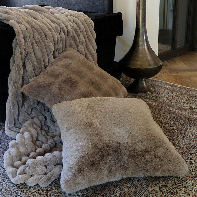 Countryfield Kussen Imitatiebont Cosy Eloise grijs / bruin
