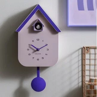 Karlsson Wandklok Dupla Color Cuckoo zachtroze met kobalt blauw