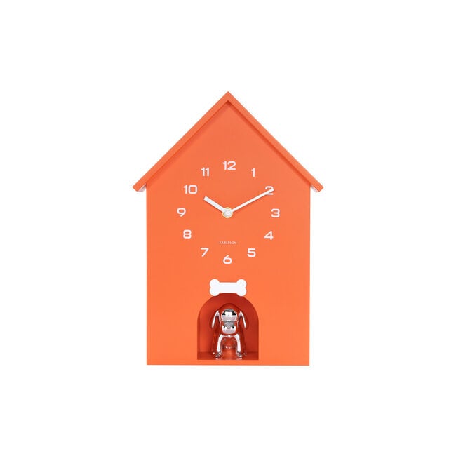 Karlsson Wandklok Garding Doggy bright oranje