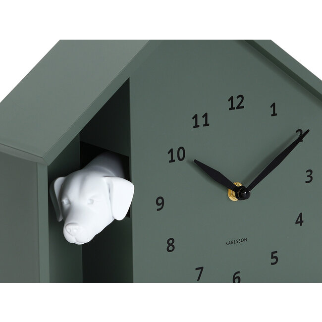 Karlsson Wandklok Peeking Doggy jungle groen