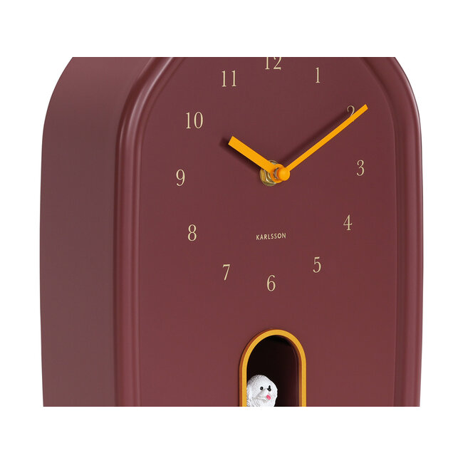 Karlsson Wandklok Modern Doggy burgundy rood