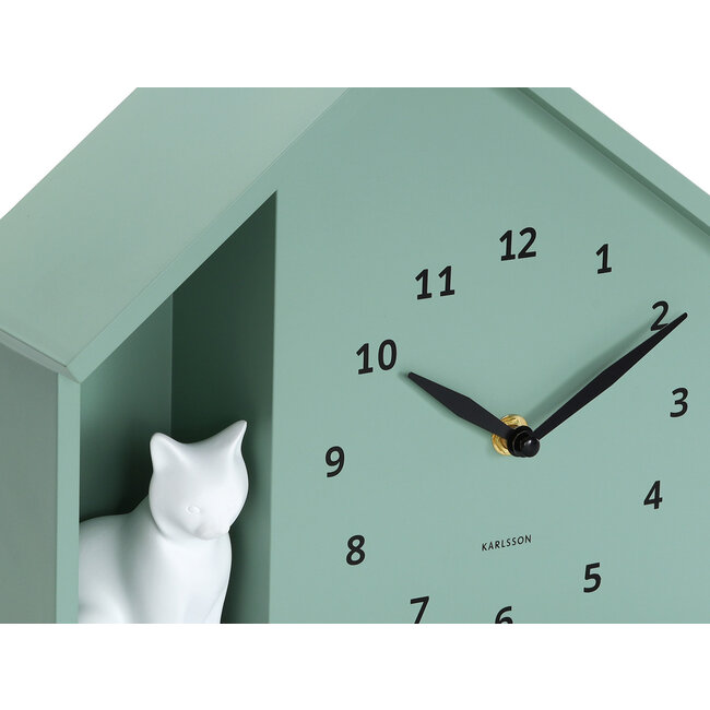 Karlsson Wandklok Sitting Cat grijs groen