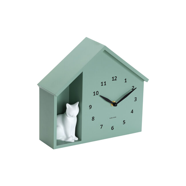 Karlsson Wandklok Sitting Cat grijs groen