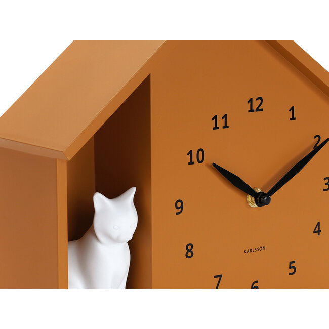 Karlsson Wandklok Sitting Cat okergeel