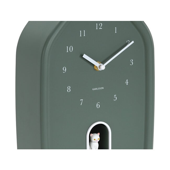 Karlsson Wandklok Modern Kitty jungle groen