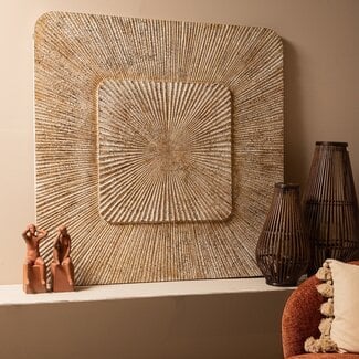 PTMD Wandornament Dishita Crème vierkant mdf M