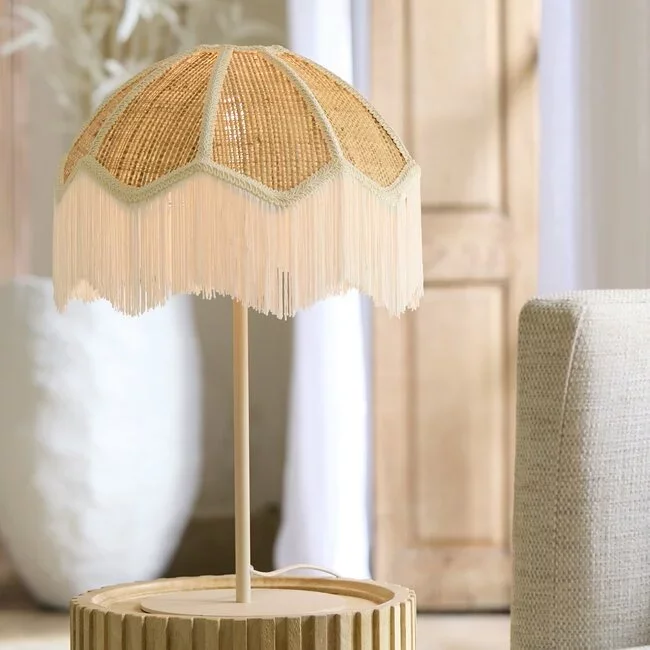 Light en Living Kap Ø35x26 cm MALACIA raffia naturel+crème
