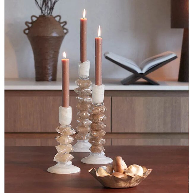 Light en Living Kandelaar Ø11,5X35 Cm ESTINA creme+bruin