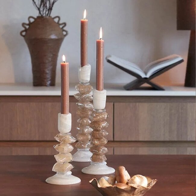 Light en Living Kandelaar Ø11,5X35 Cm ESTINA creme+bruin