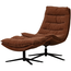 Woood Draaifauteuil Kube met hocker bruin
