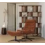 Woood Draaifauteuil Kube met hocker bruin