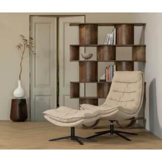 Woood Draaifauteuil Kube met hocker naturel