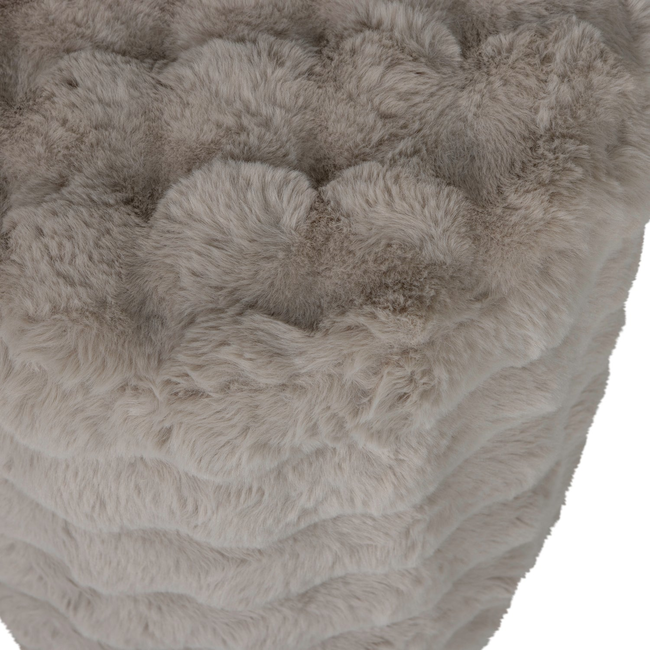 Woood Poef Olven hoog fluffy stof naturel