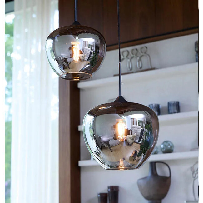 Light en Living Hanglamp MAYSON mat zwart met smoke glas - Diverse maten