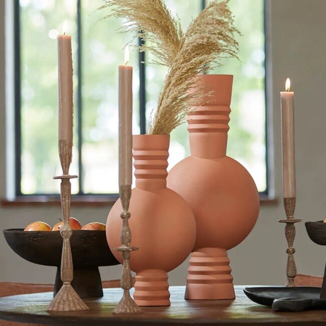 Light en Living Vaas deco Ø18x54,5 cm KAVANSI mat terra-roze