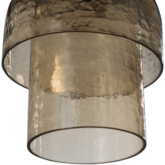 Woood Gigi hanglamp dubbele kap gehamerd glas naturel