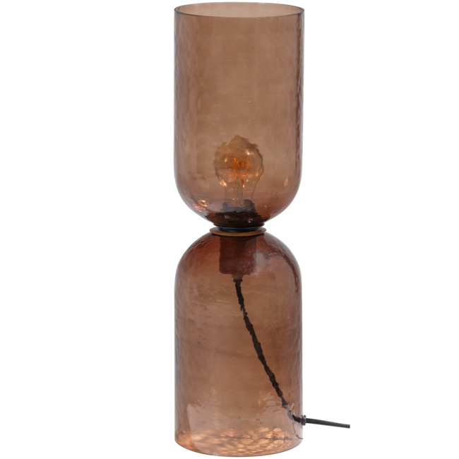 Woood Gigi tafellamp gehamerd glas 51xo15cm bruin
