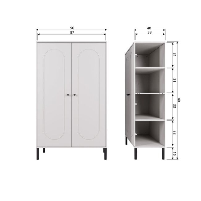 Woood Xina lage kast grenen wolkengrijs [fsc]