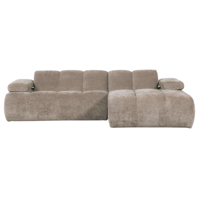 Woood Mojo chaise longue bank rechts ribstof donkerzand