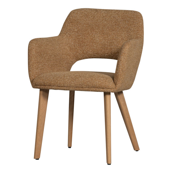 Woood Murat eetkamerstoel geel met houten poot naturel