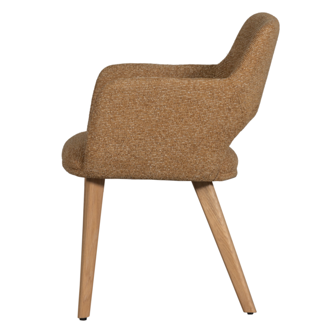 Woood Murat eetkamerstoel geel met houten poot naturel