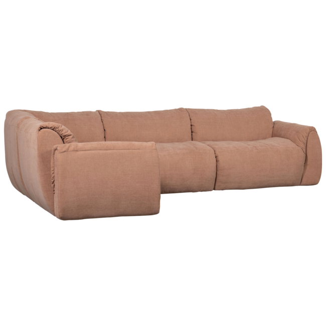 Woood Baggy hoekbank links geweven chenille oud roze