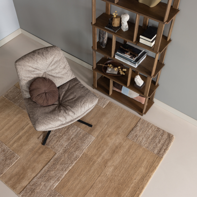 Woood Arve draaifauteuil bedrukte stof naturel melange