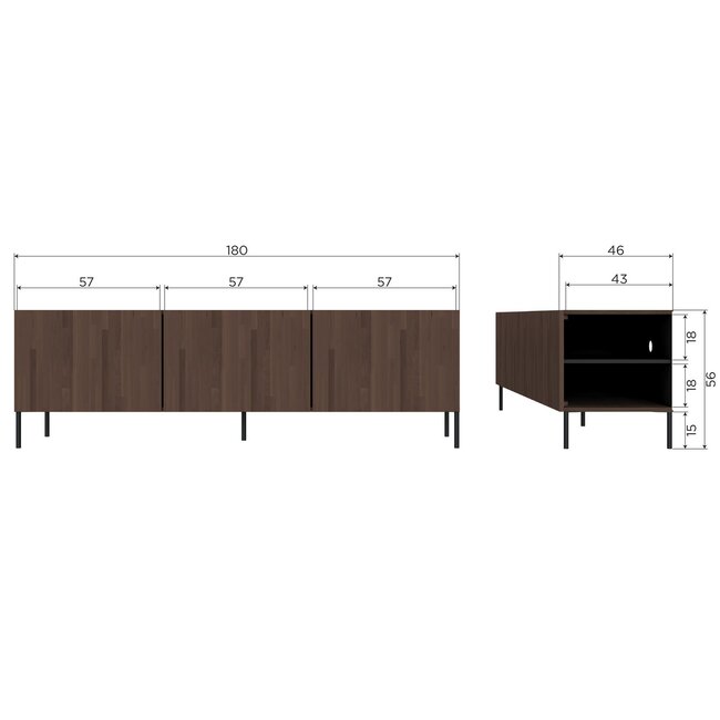 Woood Bono gravure tv meubel essen bruin [fsc]