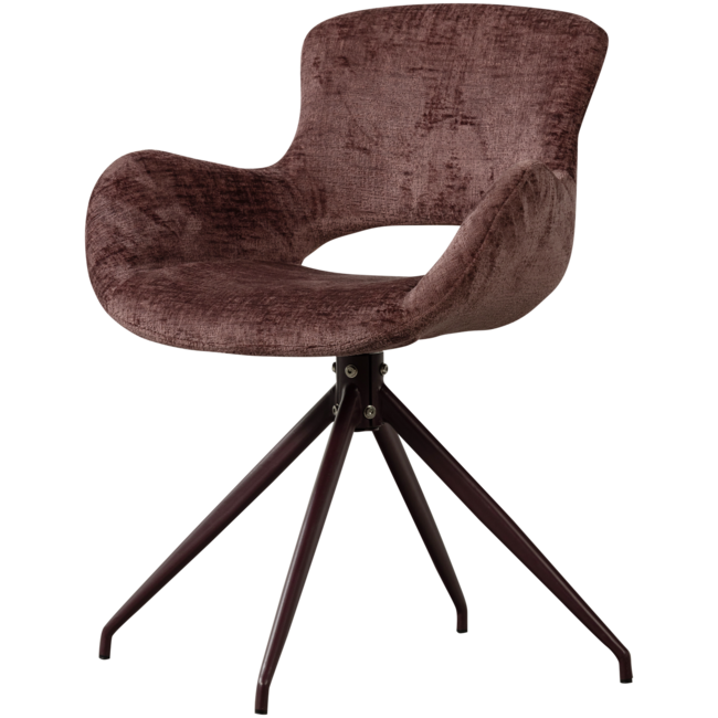 Woood Eliva eetkamerstoel structure velvet paars - set van 2