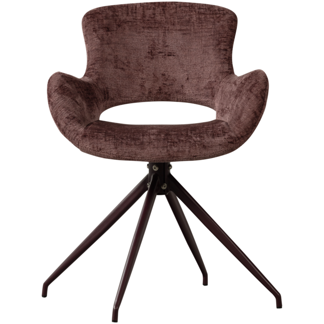 Woood Eliva eetkamerstoel structure velvet paars - set van 2