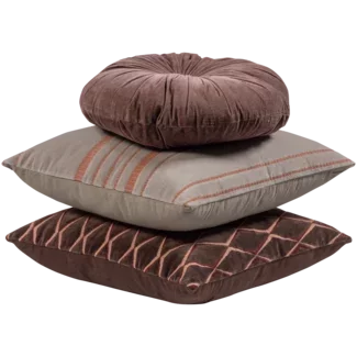 Woood Aziz kussens velvet bruin/naturel - set van 3