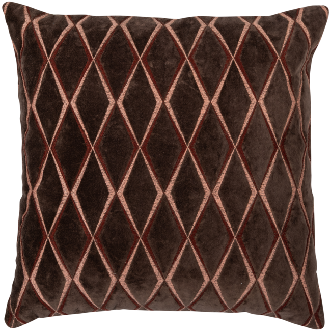 Woood Aziz kussens velvet bruin/naturel - set van 3