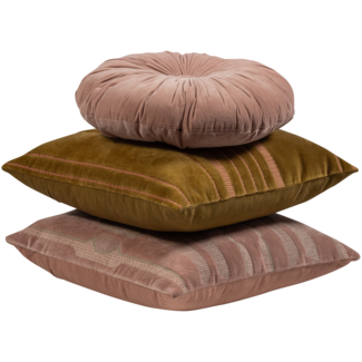 Woood Feis kussens velvet roze/naturel - set van 3
