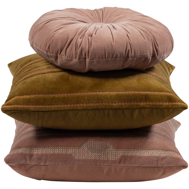Woood Feis kussens velvet roze/naturel - set van 3