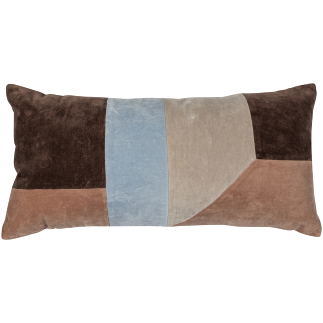 Woood Laon kussens velvet naturel/blauw - set van 3
