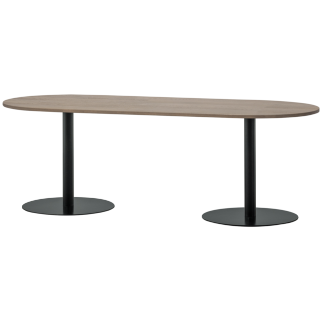 Woood Tablo eettafel ovaal vingerlas 220x90cm pebble grey/zwart [fsc]
