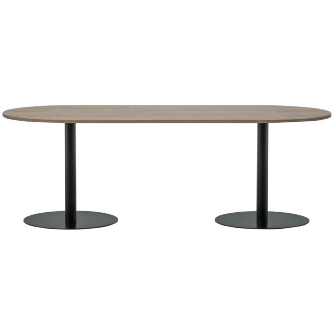 Woood Tablo eettafel ovaal vingerlas 220x90cm pebble grey/zwart [fsc]