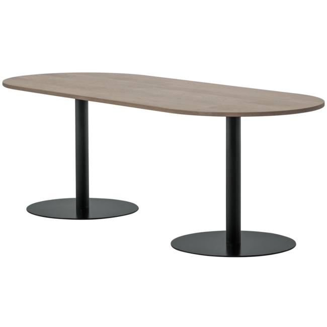 Woood Tablo eettafel ovaal vingerlas 220x90cm pebble grey/zwart [fsc]