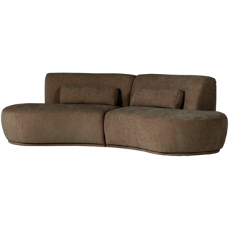 Woood Batavier half ronde bank 4-zits velvet melange bruin