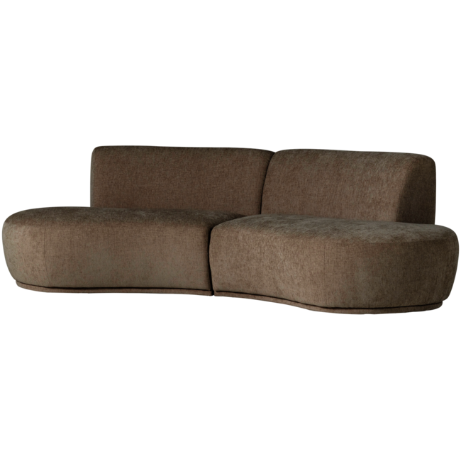 Woood Batavier half ronde bank 4-zits velvet melange bruin