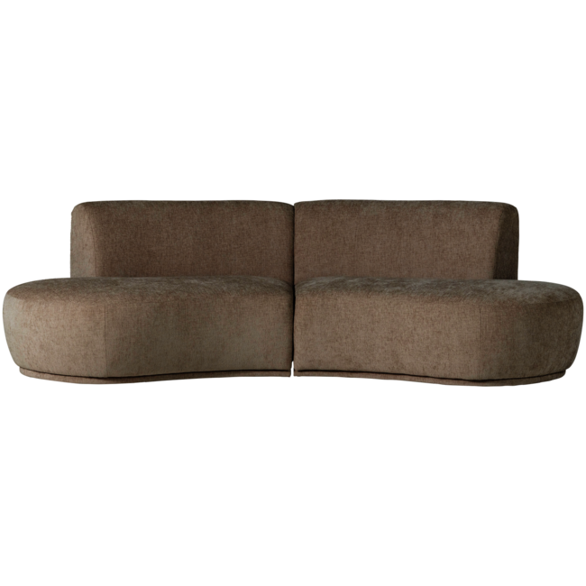 Woood Batavier half ronde bank 4-zits velvet melange bruin