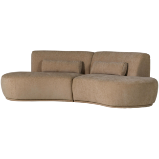 Woood Batavier half ronde bank 4-zits velvet melange lichtbruin
