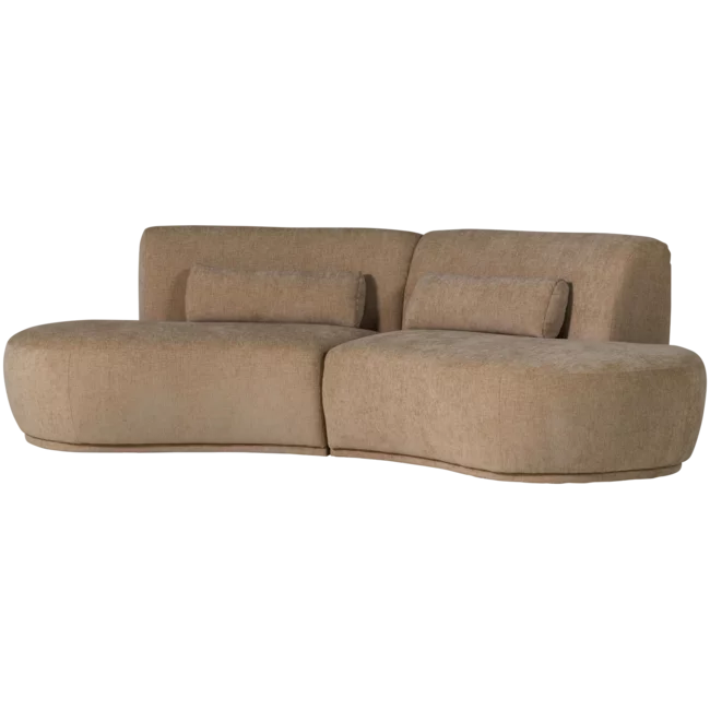 Woood Batavier half ronde bank 4-zits velvet melange lichtbruin