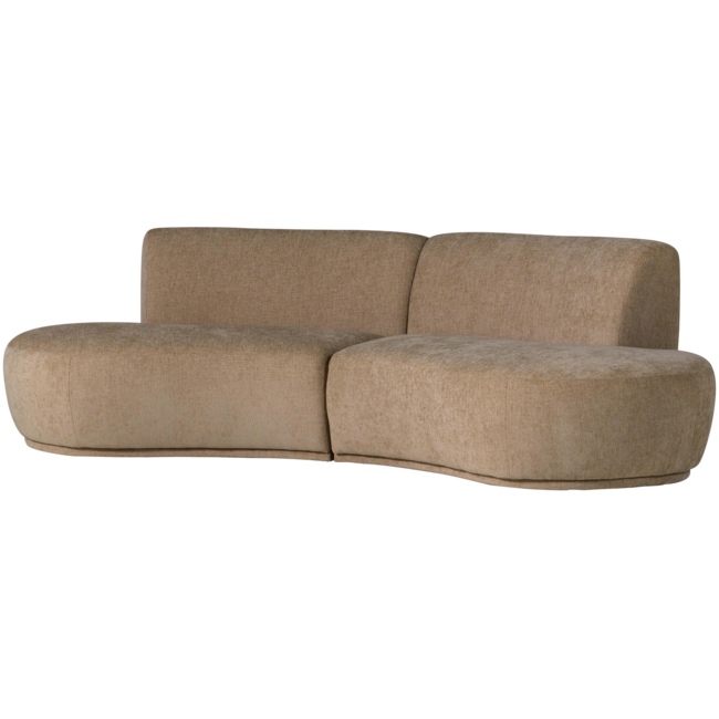 Woood Batavier half ronde bank 4-zits velvet melange lichtbruin