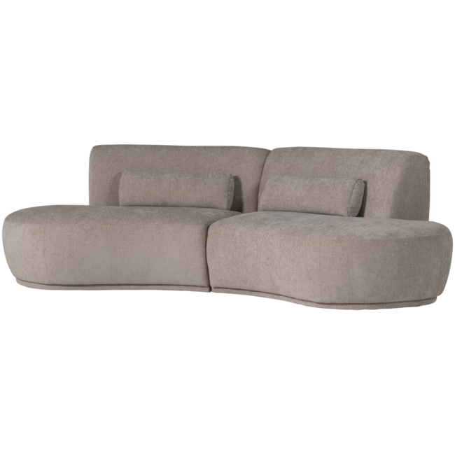 Woood Batavier half ronde bank 4-zits velvet melange zand
